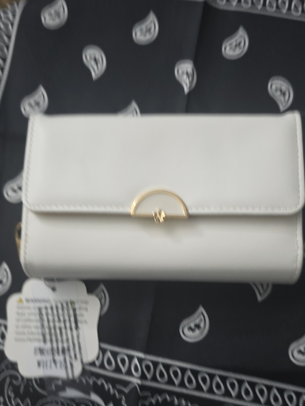 White Women's Crossbody Wallet with Gold Accent